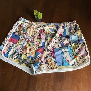 Shein Power Pop Art Comic Print Dolphin Shorts Size 3XL